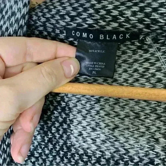 Como black plaid knit drape front sweater vest petite large - Picture 3 of 6